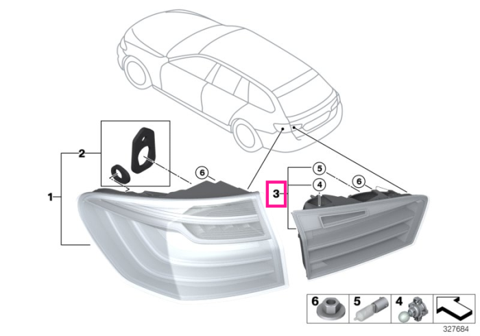 Lampa stop, stanga, pe capota portbagaj - BMW Seria 5 F11