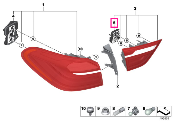 Bulb socket,rear light in trunk lid,left - BMW