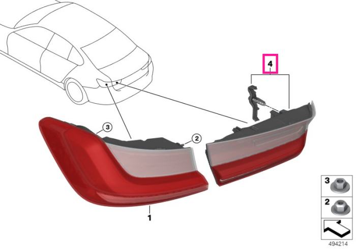 Lampa stop stanga, pe capota portbagaj - BMW Seria 3 G20 G21 G28 G80 M3 - pana la 30.06.2021