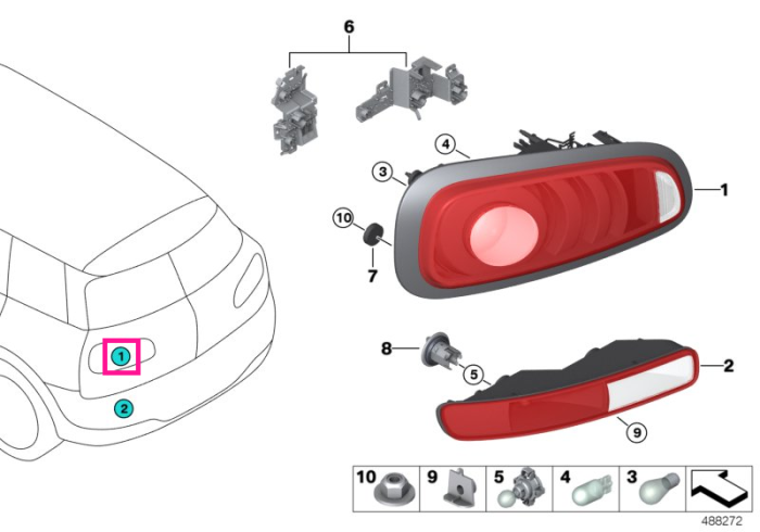 Lampa stop, pe capota portbagaj, dreapta - Mini Clubman F54 - de la data de: 01.06.2017	