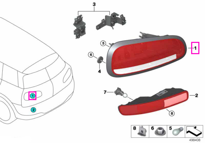 Lampa stop LED, pe hayon, stanga, Union Jack - Mini Clubman F54 LCI