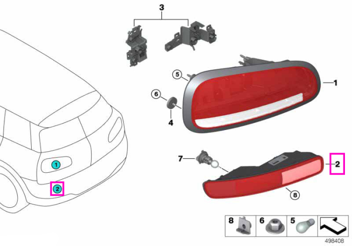 Lampa stop, pe bara de protectie spate, dreapta - Mini Clubman F54 LCI