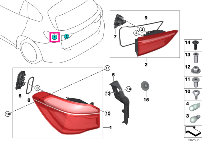 Lampa stop, pe aripa dreapta - BMW X1 F48	