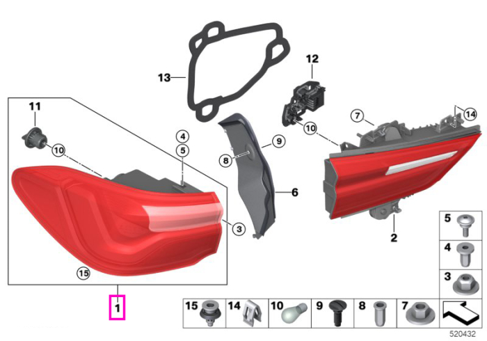 Lampa stop, pe aripa dreapta - BMW X2 F39 - de la 01.03.2020