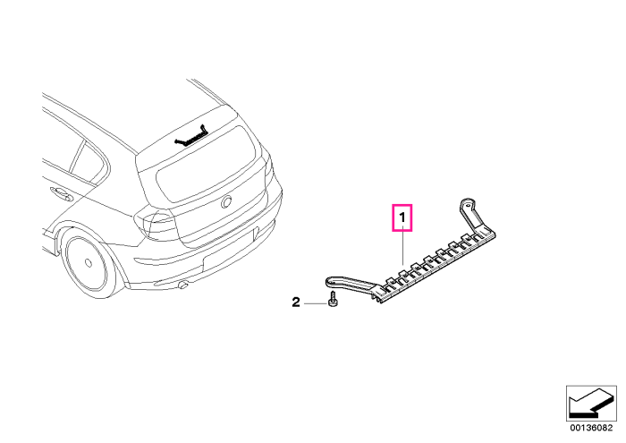 Lampa stop aditionala, pe hayon - BMW Seria 1 E81 E87 - cu luneta cu protectie solara