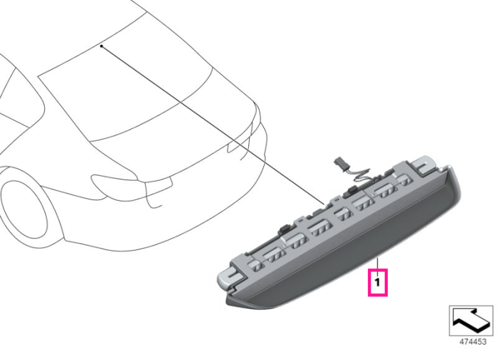 Lampa stop aditionala - BMW Seria 5 F90 M5 G30 G38 - fara luneta cu protectie solara