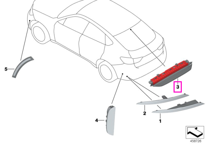 Lampa stop aditionala, Bej (Oyster) - BMW X6 F16 F86 M - cu geamuri cu protectie solara