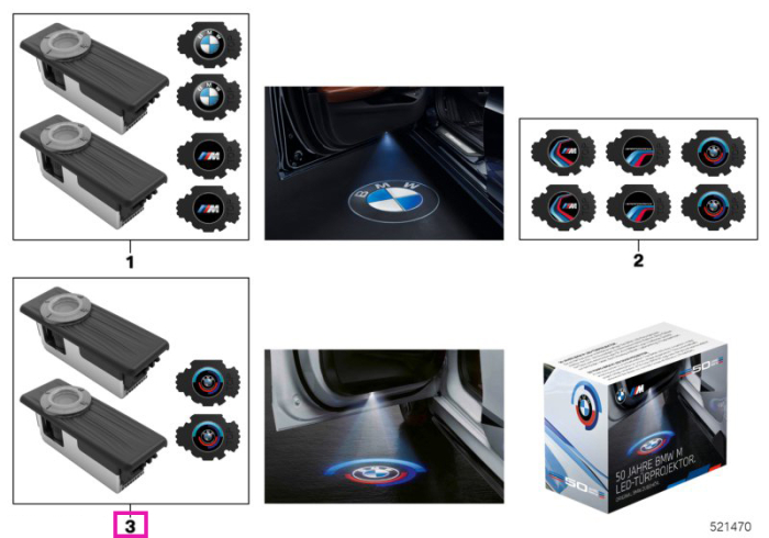 Led proiector usa, Editie Aniversara BMW M 50 ani, 68mm - BMW Seria 1, Seria 2, Seria 3, Seria 4, Seria 5, Seria 6, Seria 7, Seria 8, iX3, X1, X2, X3, X4, X5, X6, X7, Z4