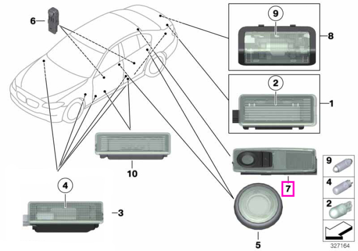 Lampa interiora lectura, spate, stanga, Bej (Savannabeige) - BMW Seria 5 F11, X3 F25, X4 F26