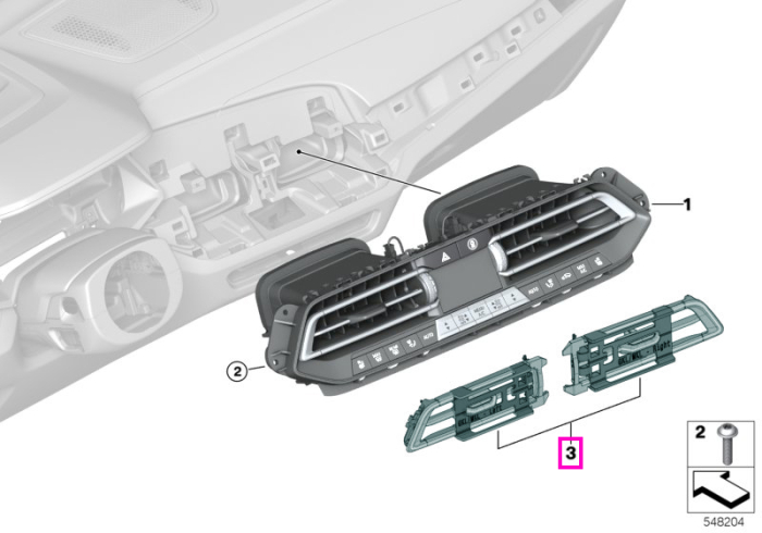 Set grile ventilatie centrale, sistem climatizare - BMW X5 G05 G18 F95 M, X6 G06 F96 M, X7 G07