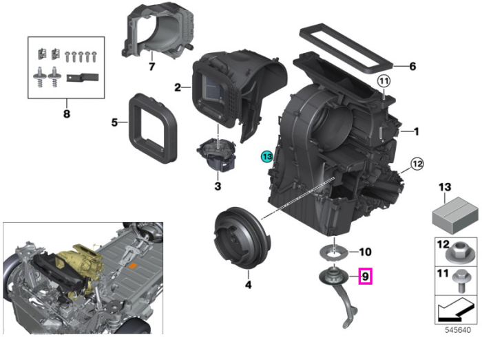 Scurgere apa condens, sistem climatizare - BMW Seria 1 F40 F52, Seria 2 F44 F45 F46 U06, X1 F48 F49 U11 U12, X2 F39 - Mini Cabrio F57, Clubman F54, Countryman F60, F55, F56