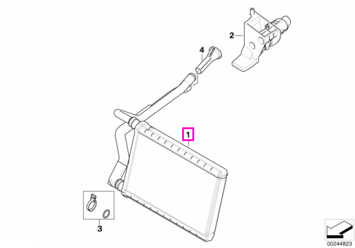 Radiator incalzire habitaclu, conducta dubla (Denso) - BMW Seria 1 E81 E82 E87 E88, Seria 3 E90 E91 E92 E93, X1 E84