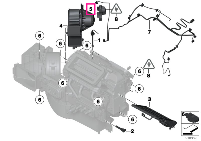 Regulator turatie ventilator sistem climatizare - BMW Seria 1 F20 F21, Seria 2 F22 F23 F87 M2, Seria 3 F30 F31 F34 F35 F80 M3, Seria 4 F32 F33 F36 F82 F83 M4, i8 I12 I15, X5 F15 F85 M, X6 F16 F86 M