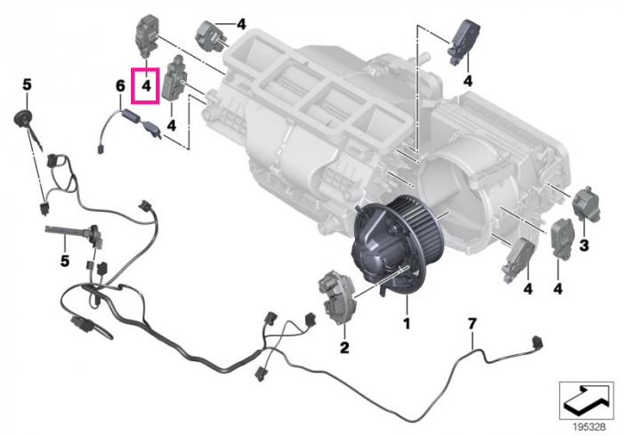 Mecanism actionare (Motor) clapeta aeroterma - BMW Seria 1, Seria 2, Seria 3, Seria 4, i3, X1, X2, X3, X4, X5, X6, Z4, Mini F54 F55 F56 F57 F60