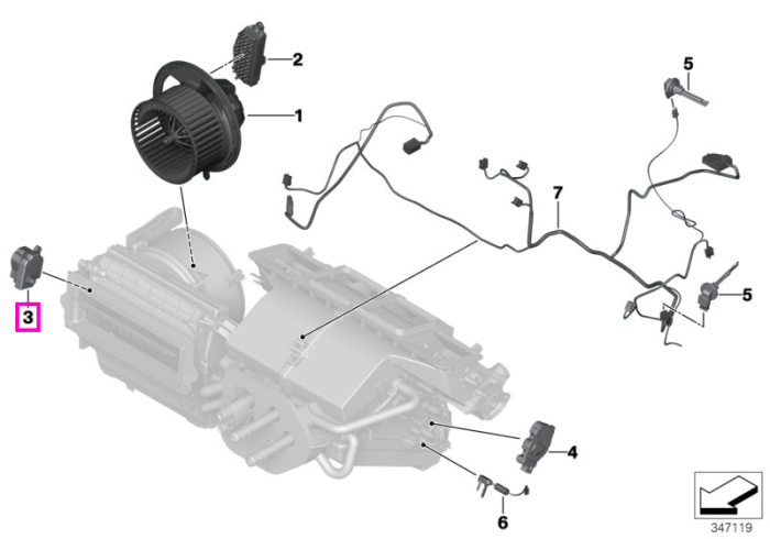 Actuator clapeta aer proaspat/recirculare - BMW Seria 1 E81 E82 E87 E88, Seria 3 E90 E91 E92 E93, i8 I12 I15, X1 E84, Z4 E89