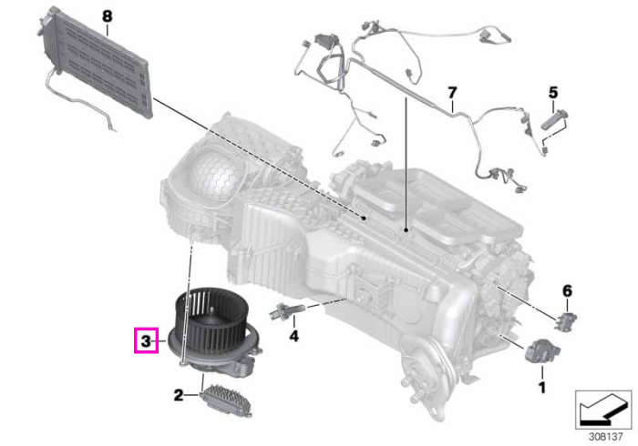 Ventilator habitaclu - BMW Seria 1 F20 F21, Seria 2 F22 F23 F87 M2, Seria 3 F30 F31 F34 F35 F80 M3, Seria 4 F32 F33 F36 F82 F83 M4, MS BMW Motorsport
