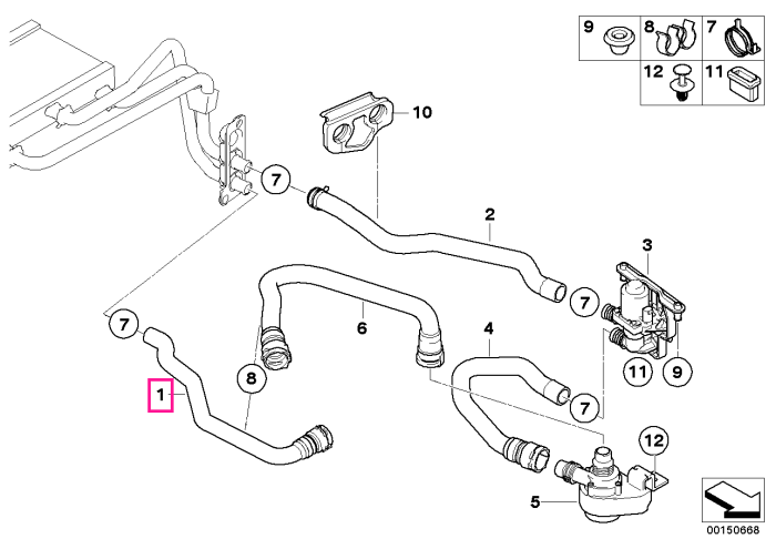 Furtun radiator și retur motor - BMW