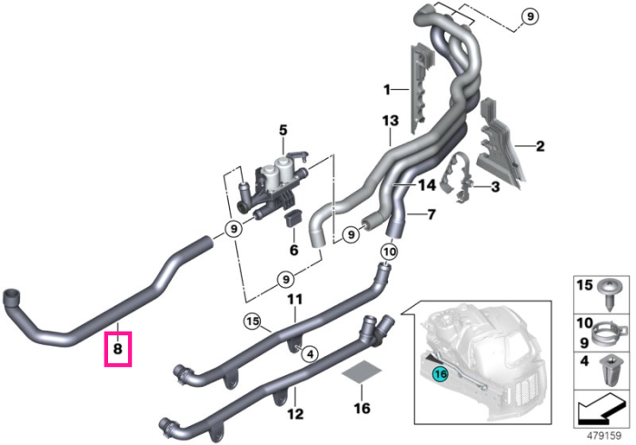 Furtun alimentare lichid racire - BMW Seria 5 F07 F10 F11 F18