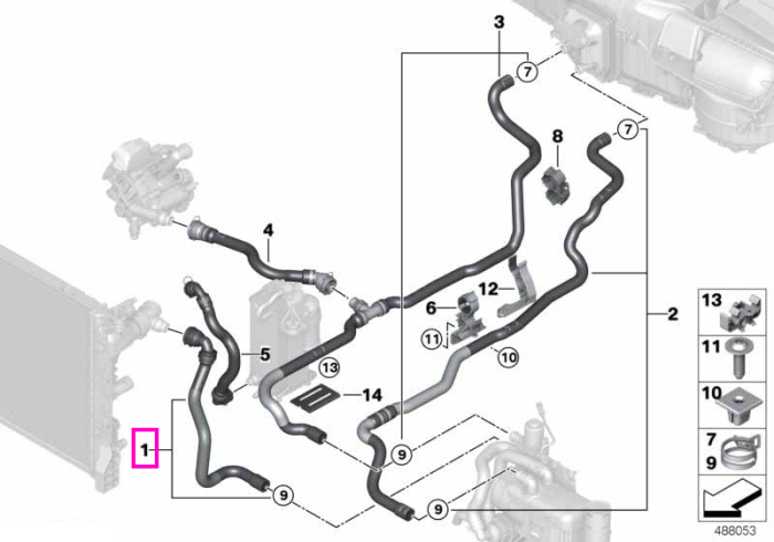 Conducta alimentare lichid racire - BMW Seria 5 G30 G31, Seria 6 G32, Seria 7 G11 G12
