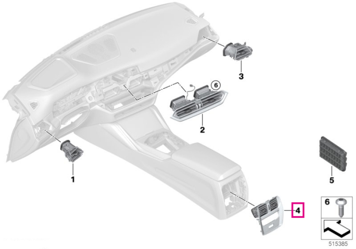 Grila ventilatie habitaclu, spate - BMW Seria 2 G42 G87M2, Seria 3 G21 G21 G80M3 G81M3, Seria 4 G22 G23 G26 G82M4 G83M4, i4 G26 Gran Coupe