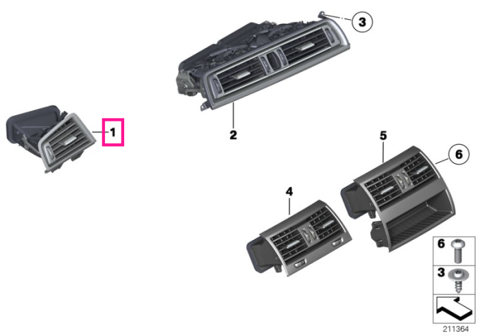 Grila bord aer proaspat, dreapta - BMW Seria 5 F10 F11 F18	
