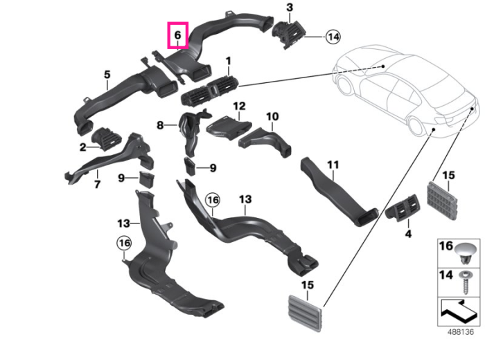 Conducta aer rece, dreapta, sistem climatizare - BMW Seria 3 F30 F31 F34 F35 F80 M3, Seria 4 F32 F33 F36 F82 F83 M4