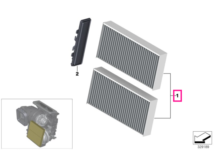 Set microfiltre aer habitaclu - BMW Seria 1 F40 F52, Seria 2 F44 F45 F46, i3 I01, X1 F48 F49, X2 F39 - Mini Cabrio F57, CLubman F54, Countryman F60, F55, F56