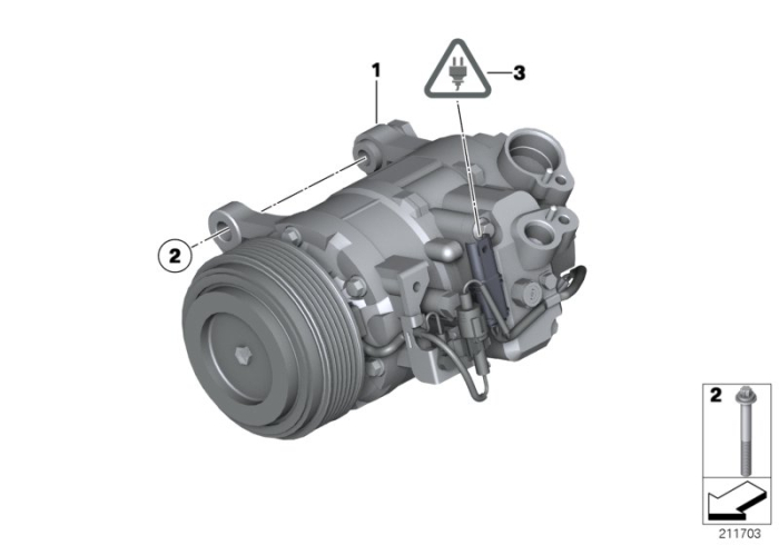 Compresor aer conditionat cu cuplare magnetica R134A/R1234YF - BMW Seria 5 F07 F10 F11