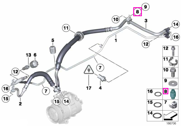 Bucsa cauciuc, galerie de admisie - BMW Seria 7 E32 E38 E65 E66, Seria 8 E31, Z4 E85 E86 E89