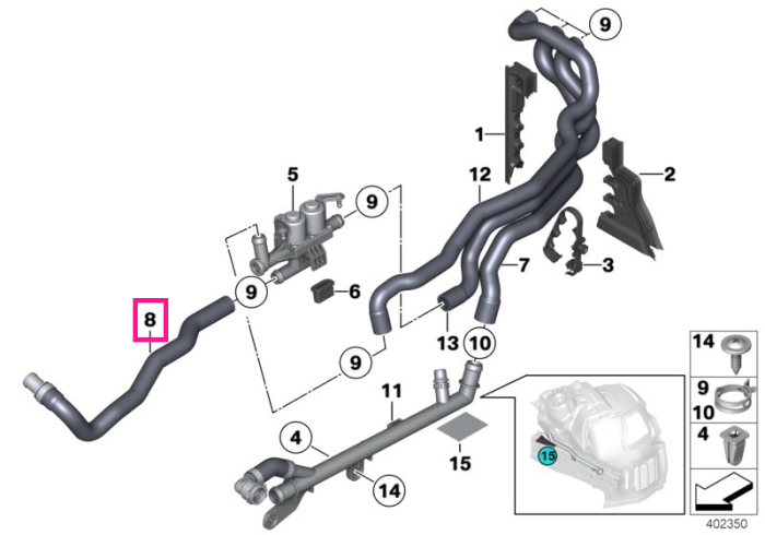Furtun admisie apa - BMW Seria 5 F07 F10 F11 F18, Seria 6 F06 F12 F13, Seria 7 F01 F02