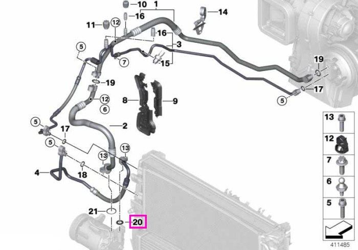 Garnitura inel circuit climatizare, d=11mm - BMW Seria 1, Seria 2, Seria 3, Seria 4, Seria 5, Seria 6, Seria 7, Seria 8, i3, i4, i8, iX, iX3, X1, X2, X3, X4, X5, X6, X7, XM, Z4 - Mini Cabrio, Clubman, Cooper, Countryman, Aceman