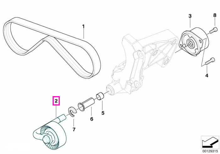 Intinzator curea compresor sistem climatizare - BMW Seria 3 E46, Seria 5 E60 E61, Seria 7 E65, X3 E83, X5 E53