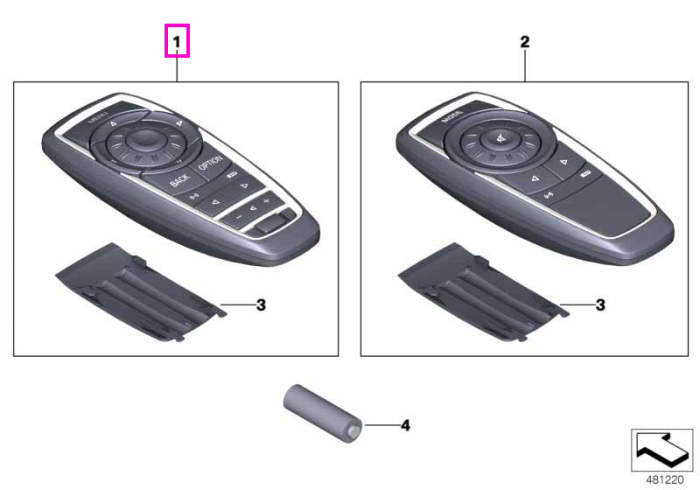 Telecomanda sistem divertisment spate, 2.4 GHz - BMW Seria 5 G30 G31 F90 M5, Seria 6 G32, Seria 7 G11 G12, X5 F15 G05 M F85 F95, X6 F16 G06 M F86 F96, X7 G07