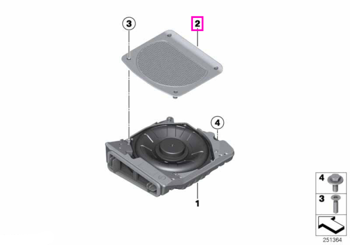 Grila difuzor bass central - BMW Seria 3 F30 F31 F35 F80 M3, Seria 4 F32 F33 F36 F82 M4 F83 M4