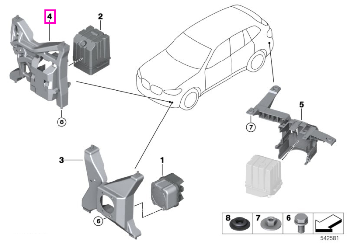 Suport generator sunet vehicul (VSG) frontal - BMW Seria 5 G31, iX3 G08 BEV, X3 G01