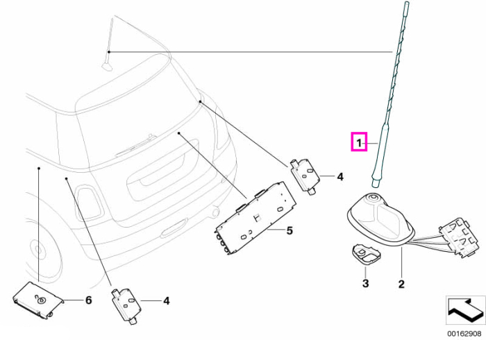 Antena - Mini Cabrio R57, Clubman R55, R56