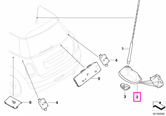 Antena exterioara de plafon, AM/FM/TEL/GPS - Mini Clubman R55, R56