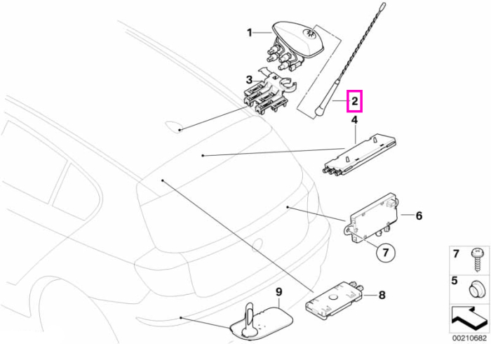 Tija antena radio - BMW Seria 1 E81 E87 - Mini Cabrio R52, R50, R53