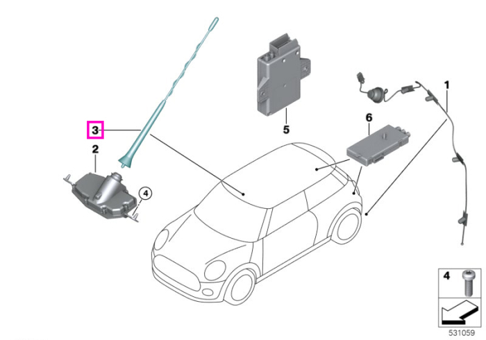 Antena AM/FM/TEL - Mini Cabrio F57