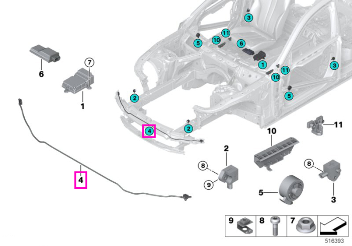 Senzor protectie pietoni - BMW Seria 1 F40, Seria 2 F44, Seria 5 G30 G31 G38 F90 M5, Seria 6 G32, Seria 8 G14 G15 G16 F91 F92 F93 M8, Z4 G29