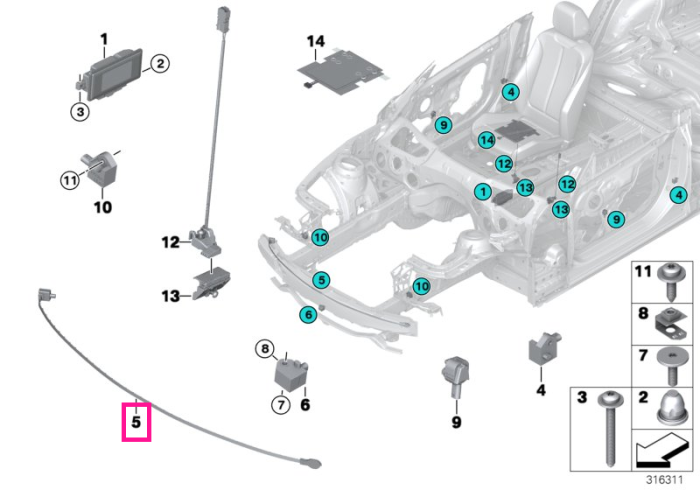 Senzor protectie pietoni, fibra optica - BMW Seria 3 F34 GT