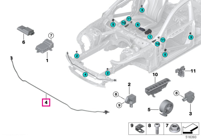 Senzor pedestrian - BMW Seria 5 F90M5 G30 G31 G38, Seria 7 G11 G12 - Mini Cabrio F57, F55 F56