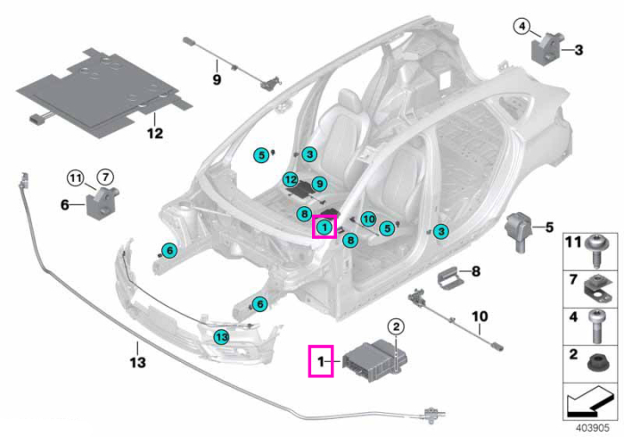 Unitate control Airbag - BMW Seria 2 F45, i3 I01, i8 I12 I15, X1 F48 F49, X2 F39 - Mini Cabrio F57, Clubman F54, Countryman F60, F55, F56
