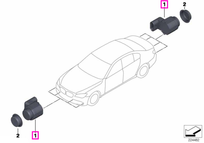Senzor ultrasonic, PDC, negru - BMW Seria 5 F07 F10 F11 F18, Seria 6 F06 F12 F13, X3 F25, X5 E70, X6 E71