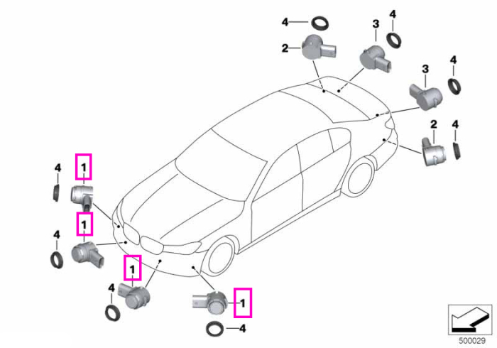 Senzor parcare ultrasunete, Gri (Arctic Grey - WC27) - BMW Seria 7 G11 G12, X5 G05, X6 G06, X7 G07