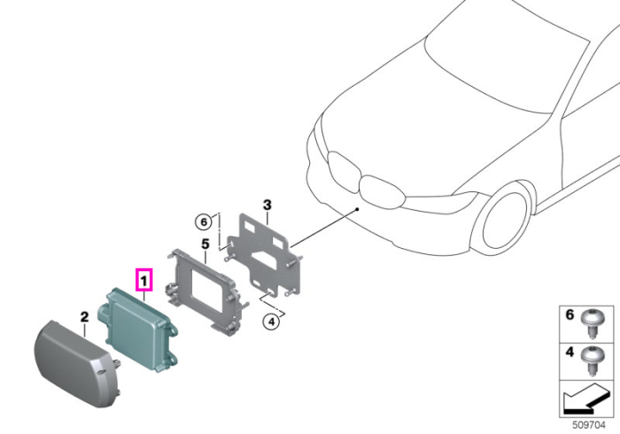 Senzor radar fata, de lunga distanta, FRR-02 - BMW Seria 3, Seria 4, Seria 5, Seria 6, Seria 7, Seria 8, i3L G28, i4 G26, iX3 G08, X3 G01 G08 F97 M, X4 G02 F98 M, X5 G05 G18 F95 M, X6 G06 F96 M, X7 G07