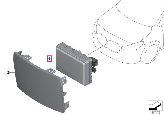 Senzor radar frontal ACC / Distronic - BMW Seria 2 U06, Seria 5 G60 G61 G68 G90 G99 M5, Seria 7 G70, iX I20, X1 U11 U12, X2 U10, X3 G45 G48, X5 G05 G18 F95 M, X6 G06 F96 M, X7 G07, XM G09 - Mini Countryman U25