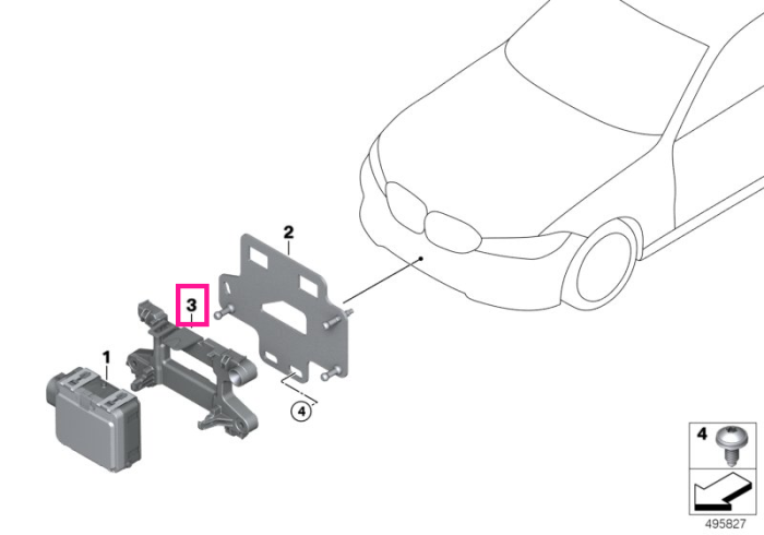 Suport senzor radar frontal - BMW Seria 1 F40, Seria 2 F44 G42 G87 M2, Seria 3 G20 G21 G28, i3L G28, X3 G01, X4 G02, X5 G05, X6 G06, X7 G07