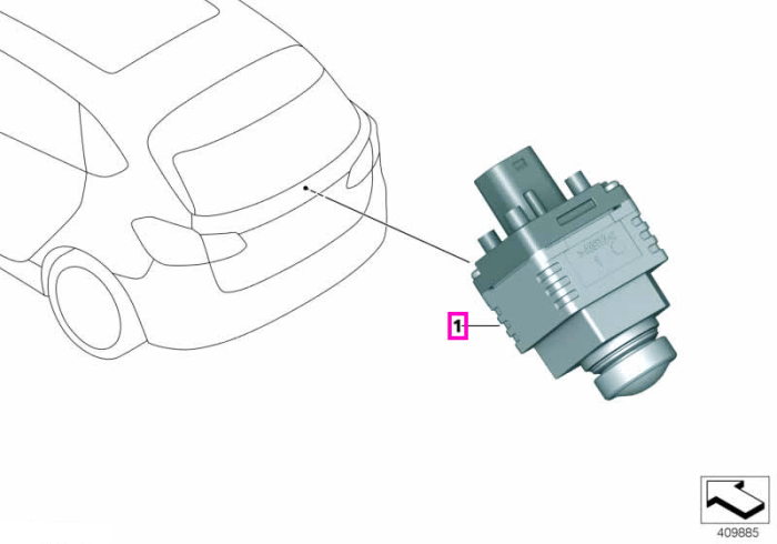 Camera marsarier Valeo - BMW Seria 1 F52, Seria 2 F45 F46, Seria 7 G11 G12, i3 I01, X1 F48 F49, X2 F39, X3 F25, X4 F26, X5 F15 F85 M, X6 F16 F86 M - Mini Cabrio F57, Clubman F54, Countryman F60, F55, F56