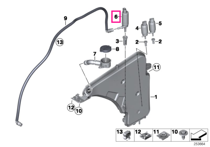 Pompa, sistem de spălare faruri - BMW Seria 2 F22 F23, X5 F15 F85 M, X6 F16 F86 M